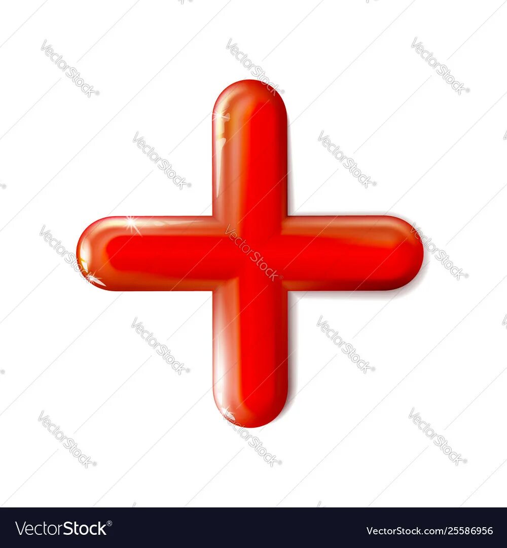 Плюс красный фото Glossy 3d isolated mathematical plus sign icon Vector Image