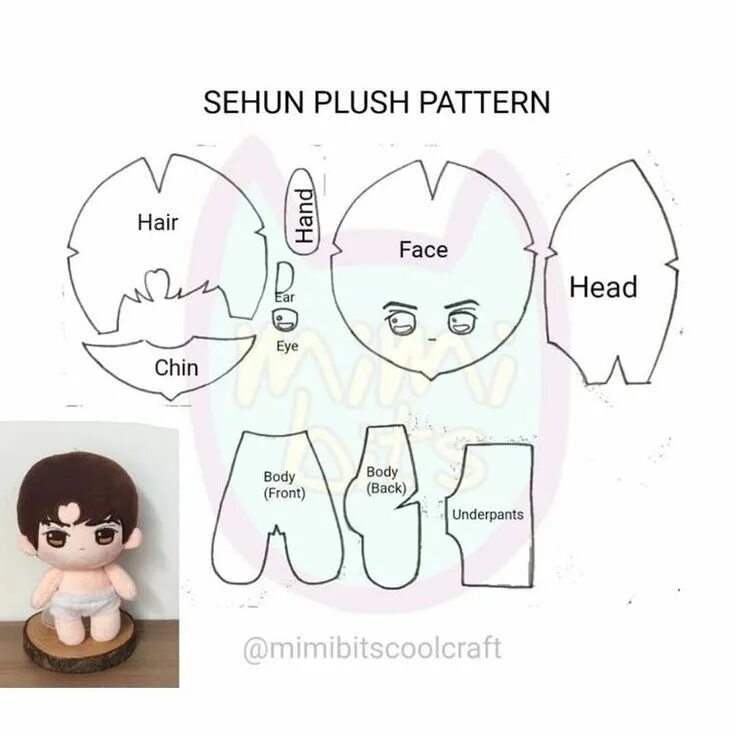 Плюшевая игрушка аниме выкройка Pin by Cookie Wolf on Costura Doll sewing patterns, Plush pattern, Plushie patte