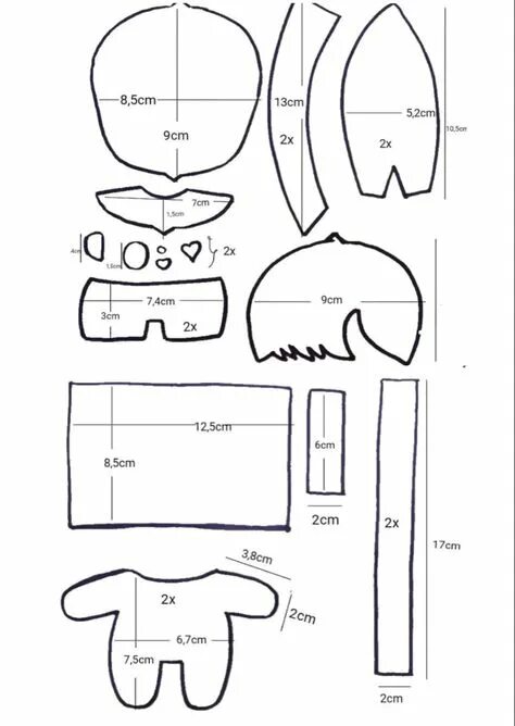 Плюшевая кукла аниме выкройка 10 популярных идей на тему "10 cm doll pattern" для вдохновения