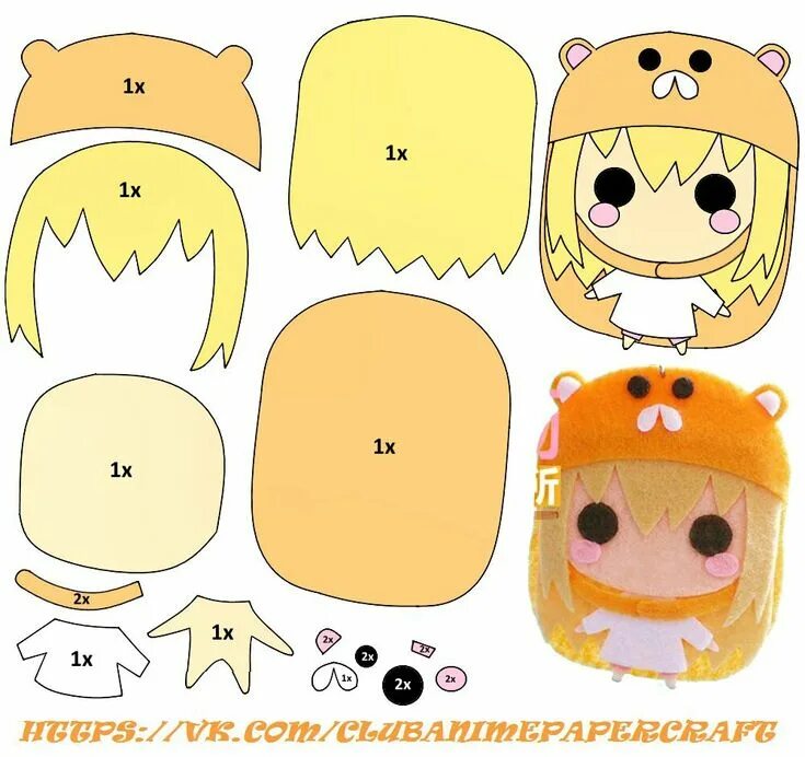 Плюшевая кукла аниме выкройка Umaru-chan pattern Llaveros de fieltro