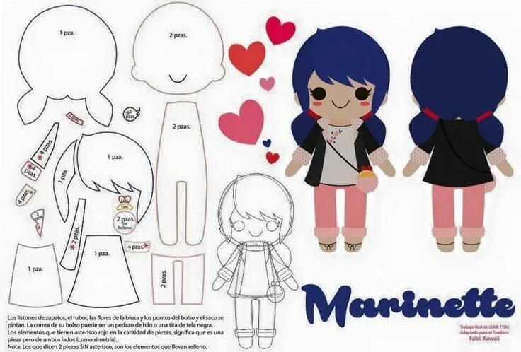 Плюшевая кукла аниме выкройка Pin on costura Ladybug crafts, Miraculous ladybug party, Ladybug