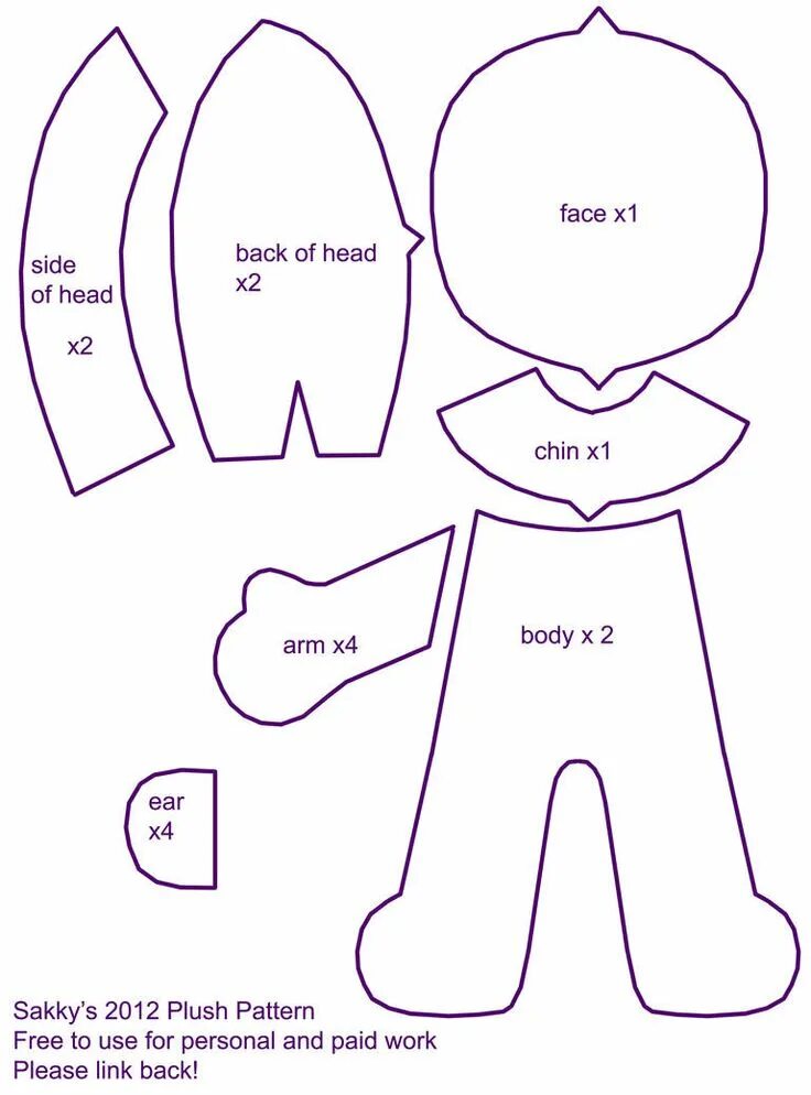 Плюшевая кукла выкройка 2012 Plush Pattern - Free by SarahsPlushNStuff on DeviantArt Plush pattern, Plus