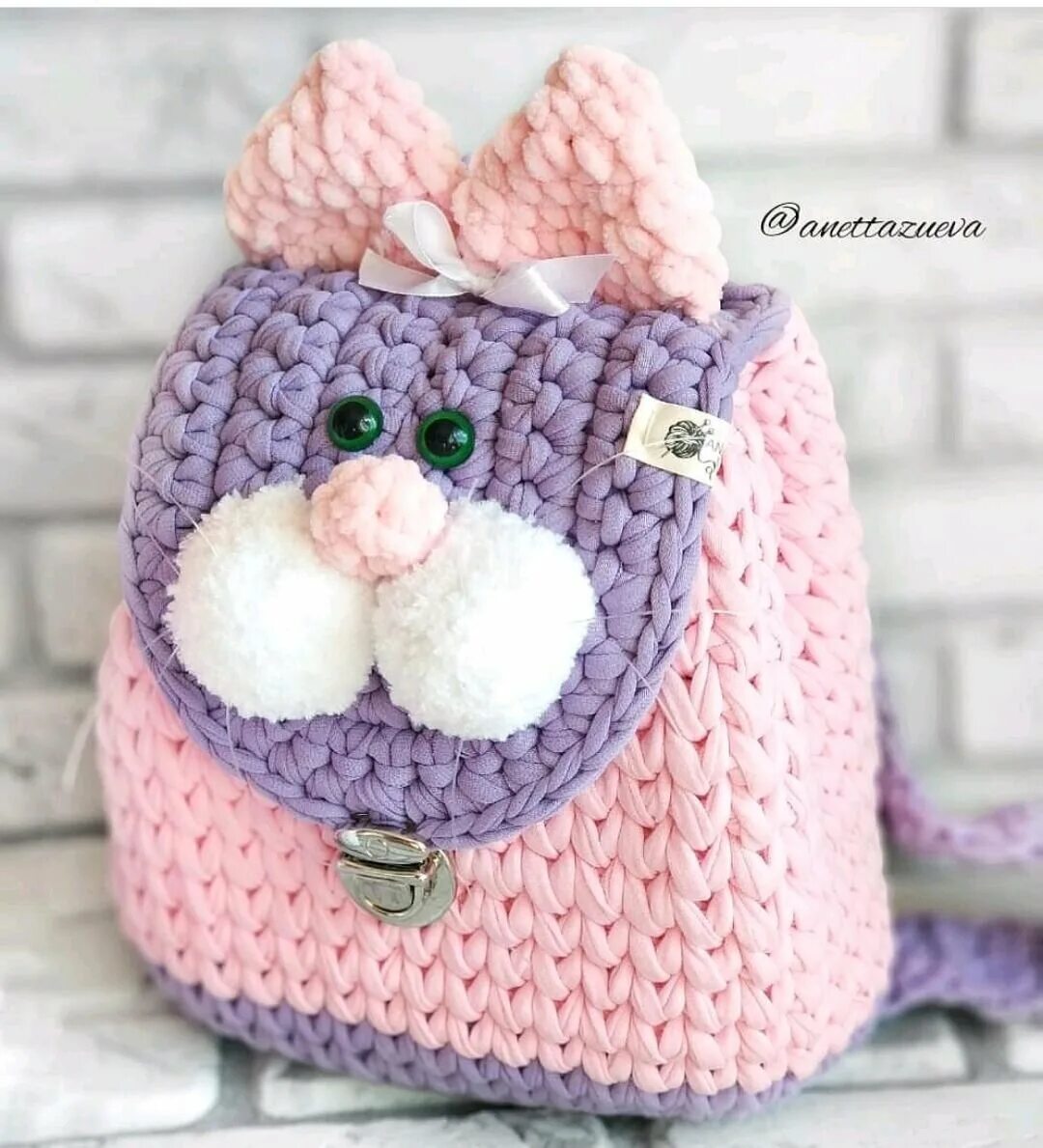 Плюшевая сумочка крючком Схема рюкзака крючком из плюшевой пряжи