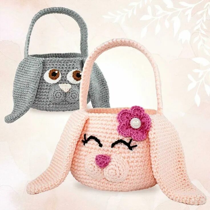 Плюшевая сумочка крючком Easter Bunny Baskets Crochet pattern by Joni Memmott Knitting Patterns LoveCraft