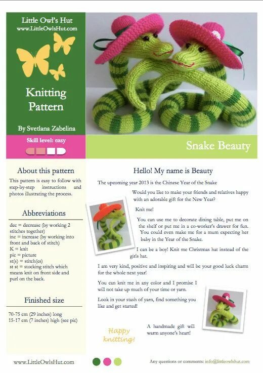Плюшевая змея крючком схема 008 Knitting Pattern Snake Boa Beauty Amigurumi PDF File - Etsy Italia Stricken,