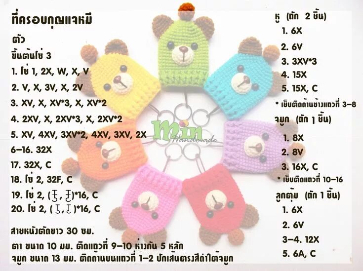 Плюшевый брелок крючком схемы ท ค ร อ บ ก ญ แ จ ห ม Crochet key cover, Crochet keychain, Crochet keychain patt