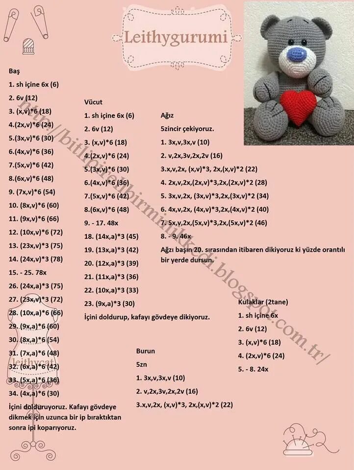 Плюшевый мишка крючком схема Pin em Free Crochet Pattern Bichinhos de croche, Ursos de pelúcia de crochê, Mod