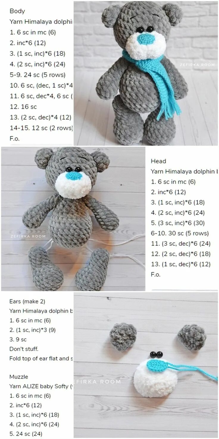 Плюшевый мишка крючком схема Amigurumi Crochet Plush Bear Free Pattern - Amigurumi Crochet Crochet teddy bear