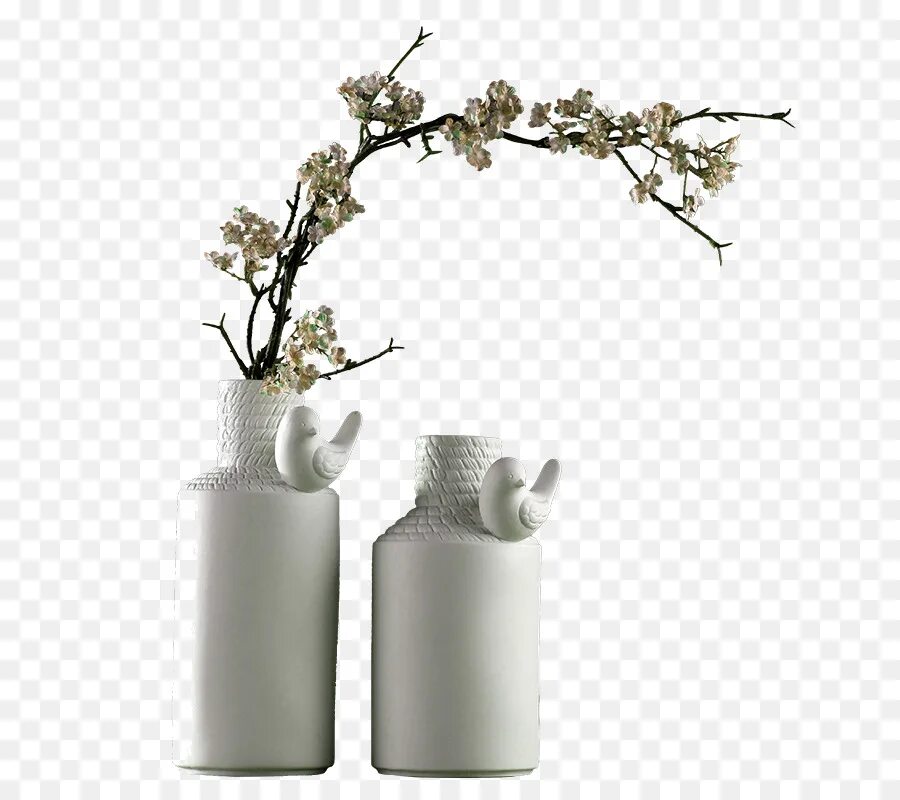 Пнг декор для дома White Vases - White Vases with Flower Branch - CleanPNG / KissPNG