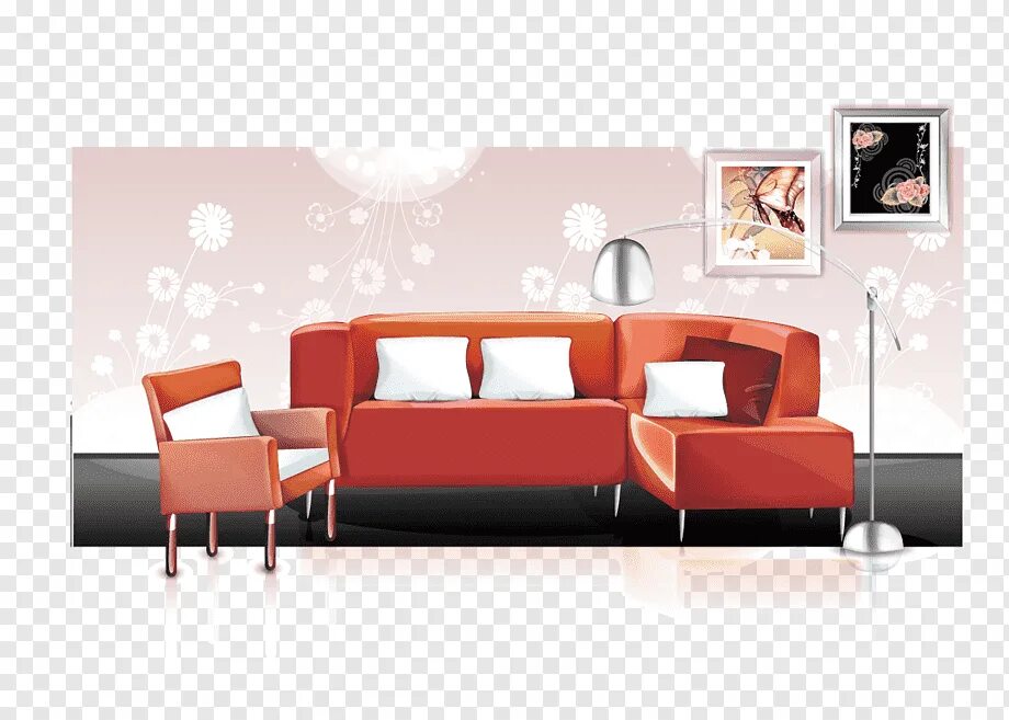 Пнг мебель для интерьера Interior Design Services Couch HOME Interior Illustration, Living room home deco