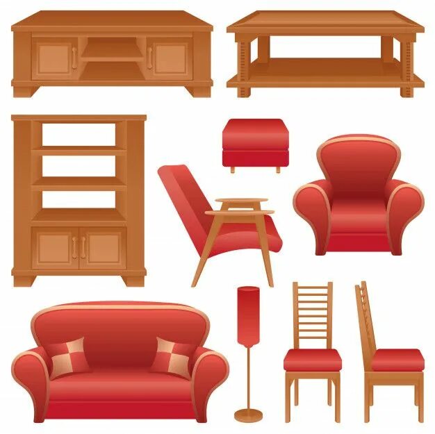 Пнг мебель для интерьера Conjunto de muebles para salón. Vector Premium Free Vector #Freepik #vector #fre