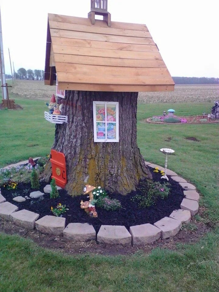 Пни на даче своими руками Gnome Decorations for Trees