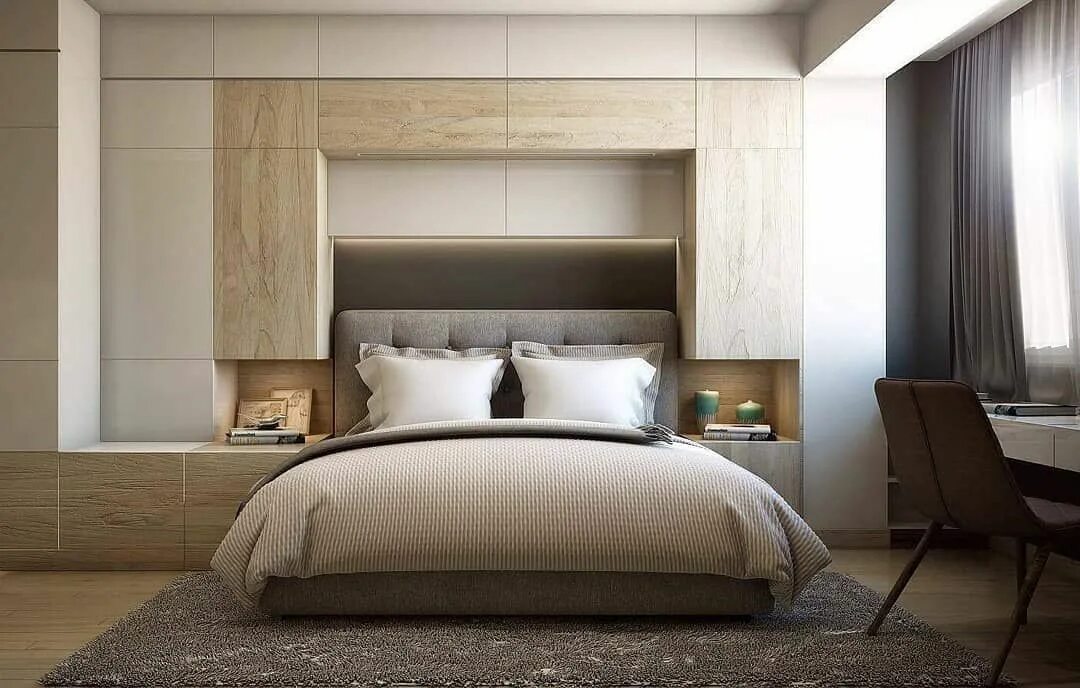 По бокам кровати шкафы фото Pin on Bedroom