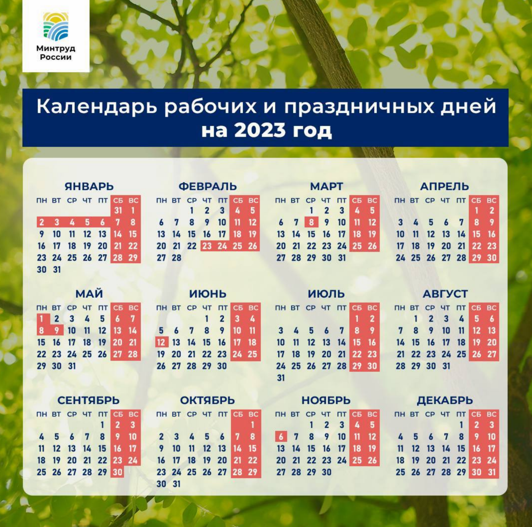 По календарю какие дни выходные Шесть периодов: Минтруд опубликовал график праздничных выходных дней в 2023 году
