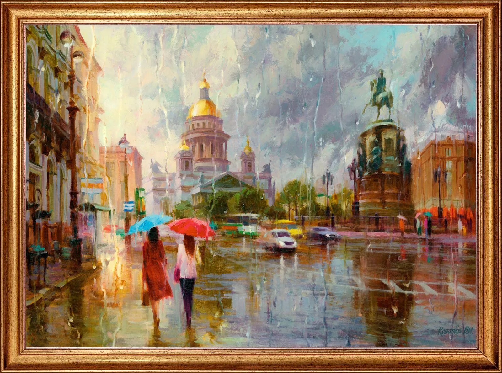 По номерам по фото спб Картина "Летний дождь в Питере", 50х70 см., художник - Ковалёв В., оформлена в б