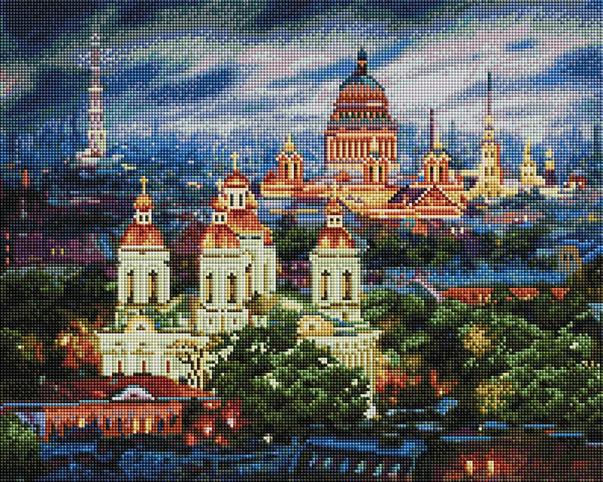 По номерам по фото спб Алмазная мозаика Белоснежка "Санкт-Петербург. Нева. Алые паруса." / 40х50 см. / 