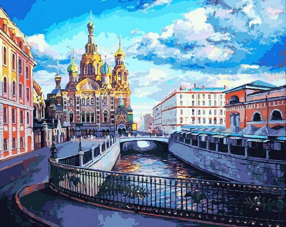 По номерам по фото спб Картина по номерам "Храм Спаса на Крови" 928-AB Белоснежка 40x50 - купить недоро