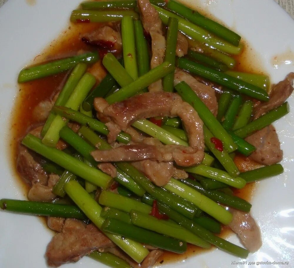 Побеги чеснока рецепт с фото Побеги чеснока с мясом * Блюда из других овощей Страница 2