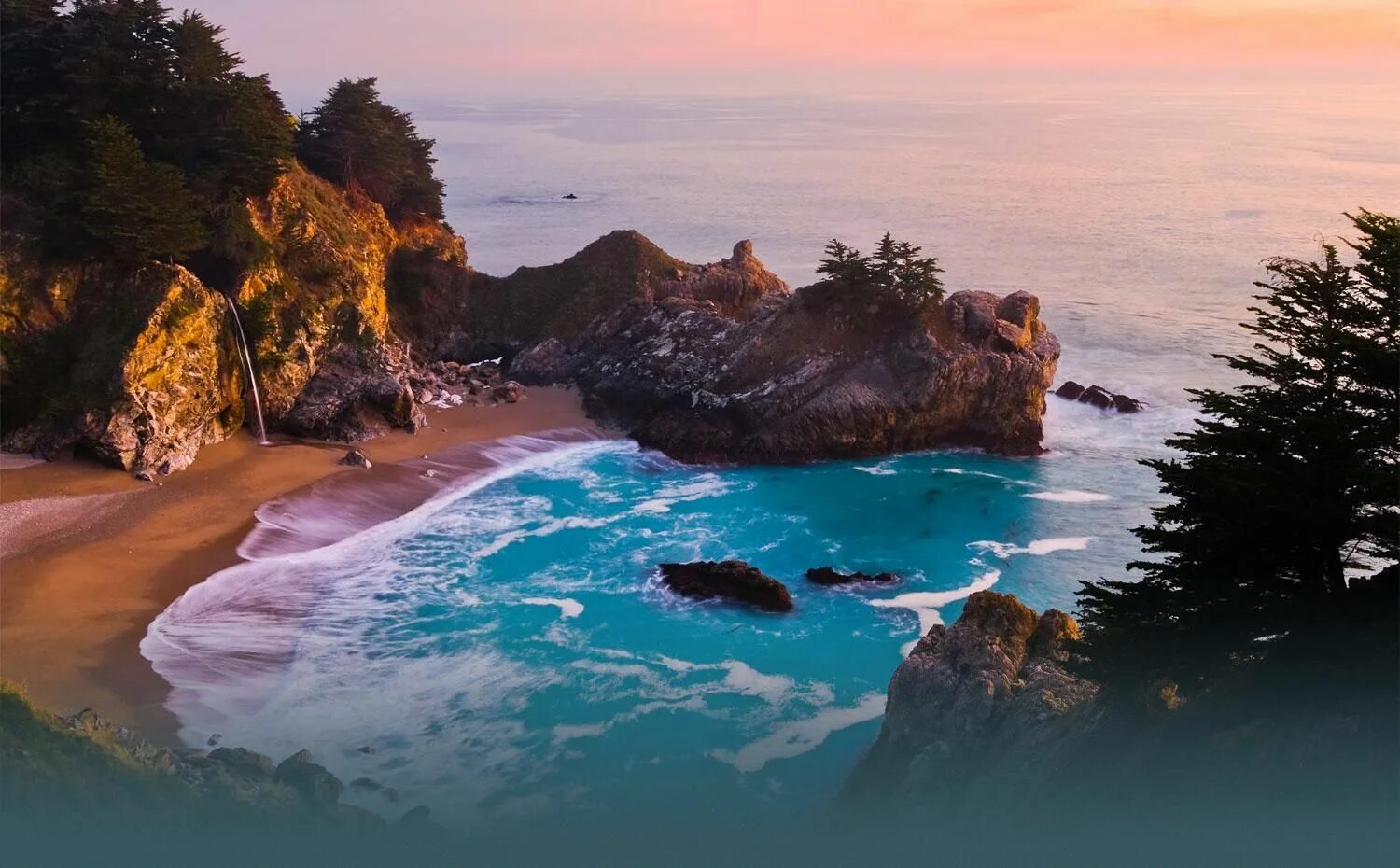 Побережье природа фото McWay Falls, Big Sur Monterey California travel road trips, Pacific coast highwa