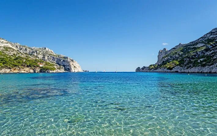 Побережье средиземного моря фото Download wallpapers Marseille, blue bay, yachts, Mediterranean Sea, blue lagoon,