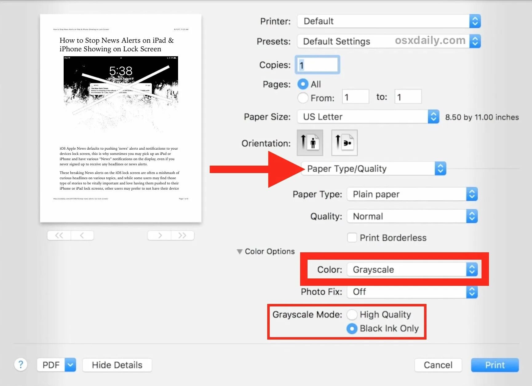 Почему фото печатаются темными How to Print in Black & White on Mac