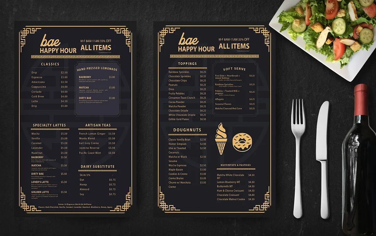 Почему лучше делать меню бара без фото Prime Golden Menu Template :: Behance