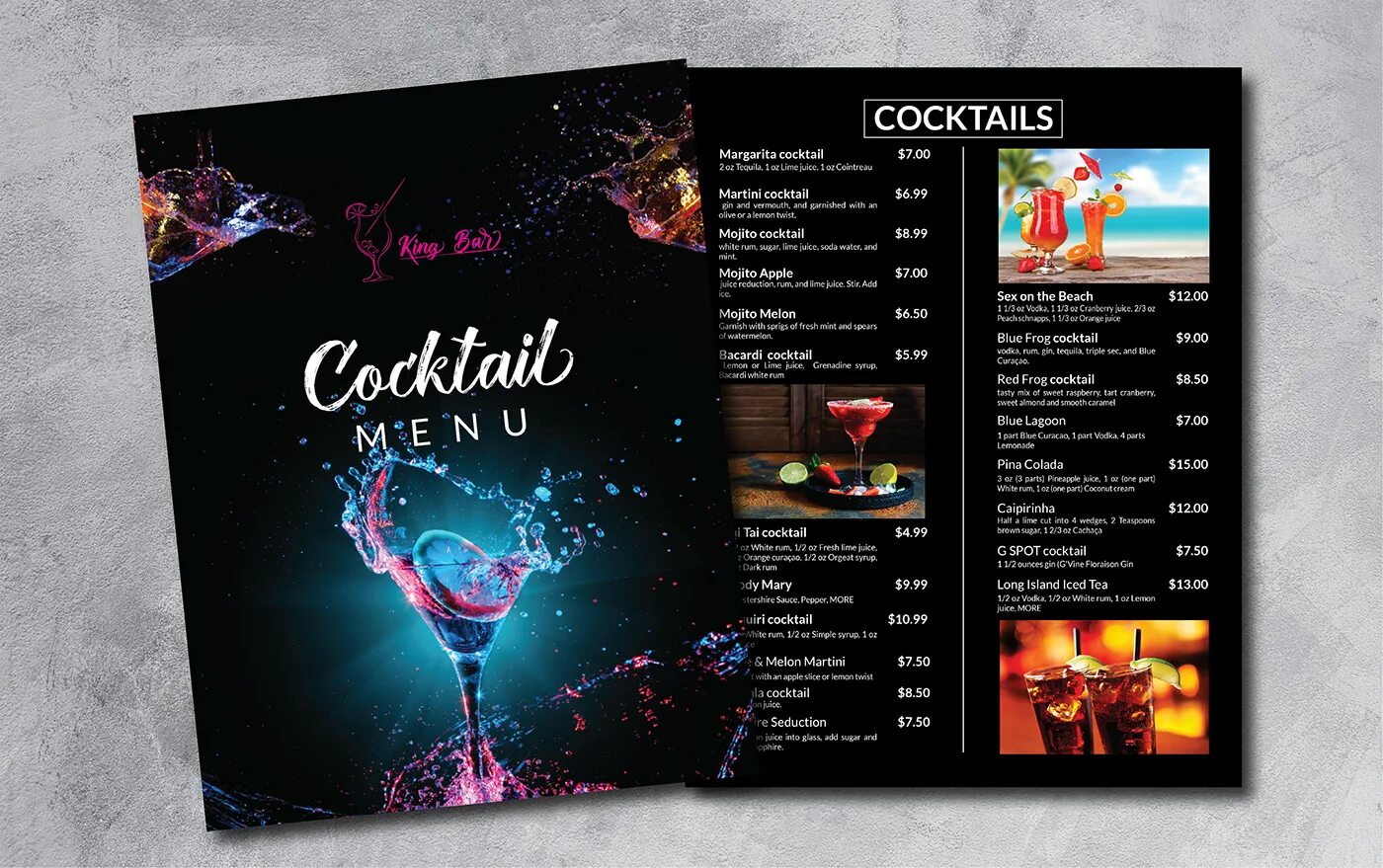 Почему лучше делать меню бара без фото Cocktail Bar Menu Design :: Behance