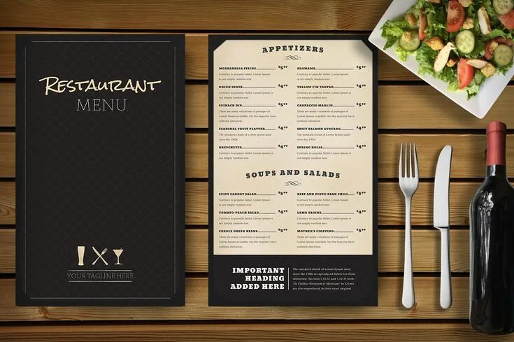 Почему лучше делать меню бара без фото Restaurant Menu Mockup by Nathan Knight Design on @creativemarket Menu design te