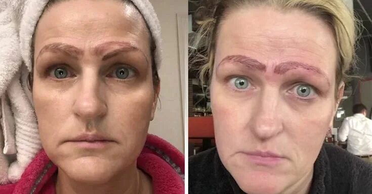 Почему нельзя татуаж Mujer se somete a microblading barato y termina con cuatro cejas Permanent makeu