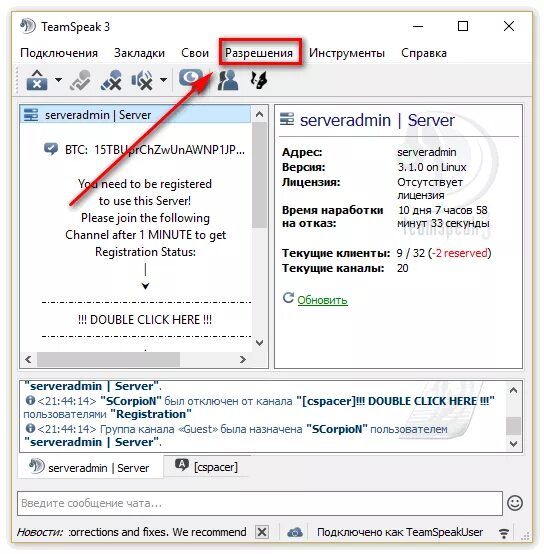Почему нет подключения к интернету в teamspeak Тим адрес