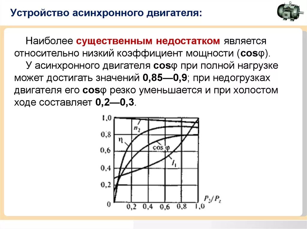 Почему подключение конденсаторов изменяет коэффициент мощности двигателя Асинхронные двигатели cos