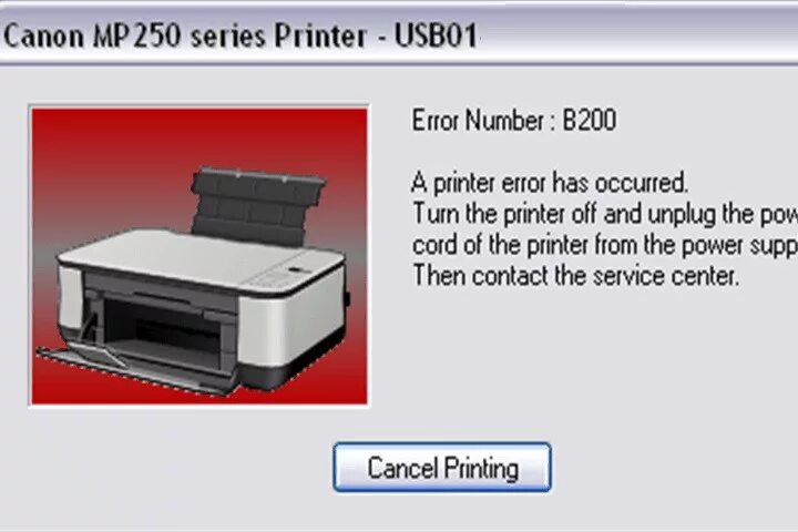 Почему при подключении принтера выдает ошибку Canon mp550 ошибка b200 как устранить