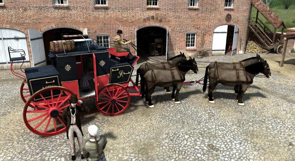 Почтовая карета фото Mail coach service (Great Britain, 18th century) - 3D scene - Mozaik Digital Edu