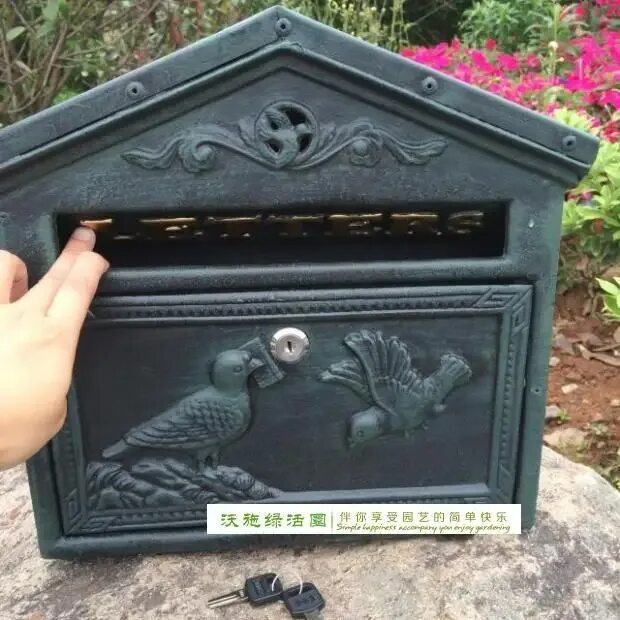 Почтовые ящики для частного дома фото Cast Iron Mailbox Postbox Mail Box Dark Green Wall Mount Metal Post Letters Box 