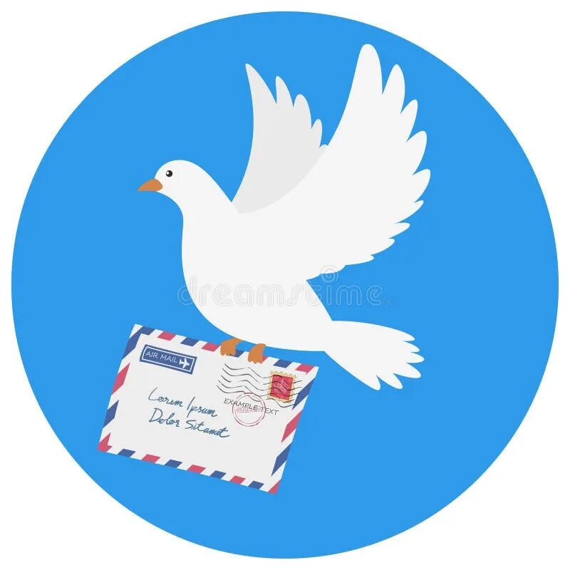 Почтовый голубь фото с письмом Dove Carrying Olive Branch Illustration Concept. International Peace Day Card De