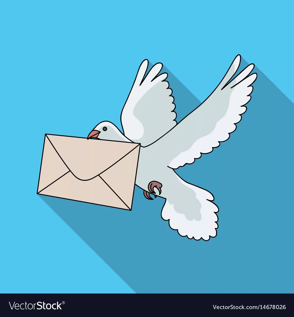 Почтовый голубь фото с письмом Post pigeonmail and postman single icon in flat Vector Image