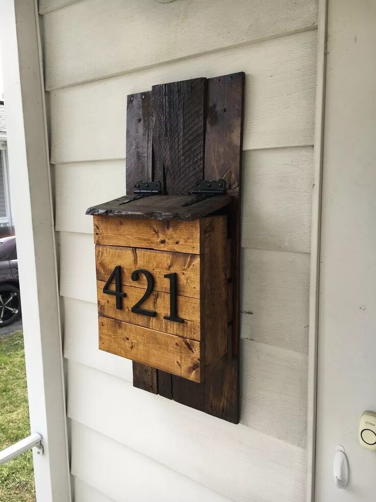 Почтовый ящик из дерева своими руками фото Pin by SweetJung MoowHan on ต ไ ป ร ษ ณ ย Diy mailbox, Wooden mailbox, House num