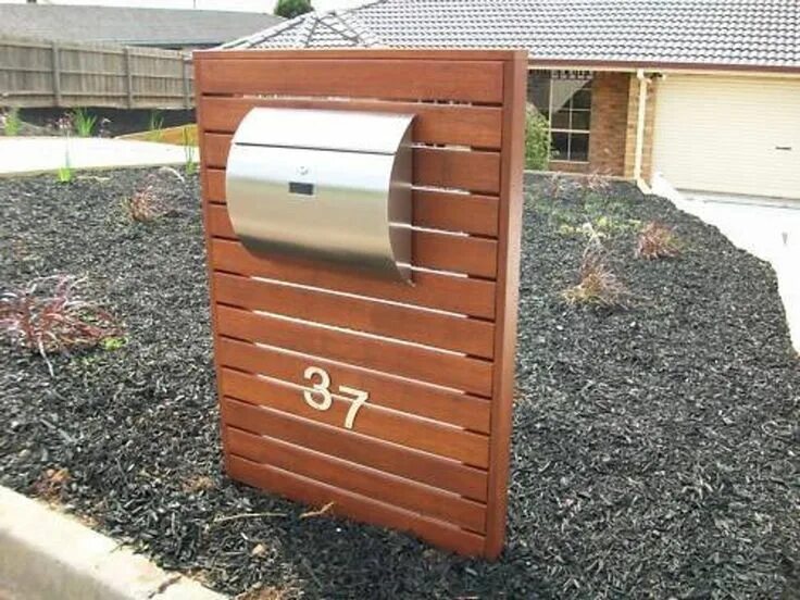 Почтовый ящик на заборе фото MPB1402 Semi Curve Lockable Mailboxes Stainless Steel Etsy Stainless steel mailb