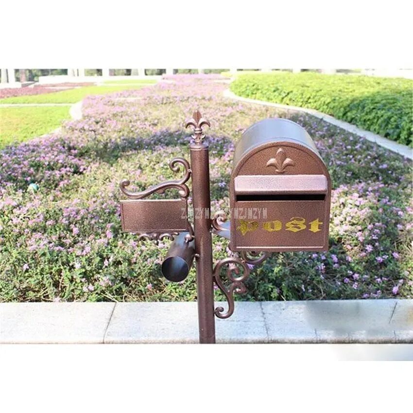 Почтовый ящик уличный фото Vintage Security Stand Floor Mailbox Postbox Metal Aluminum Anti rust Outdoor Ga