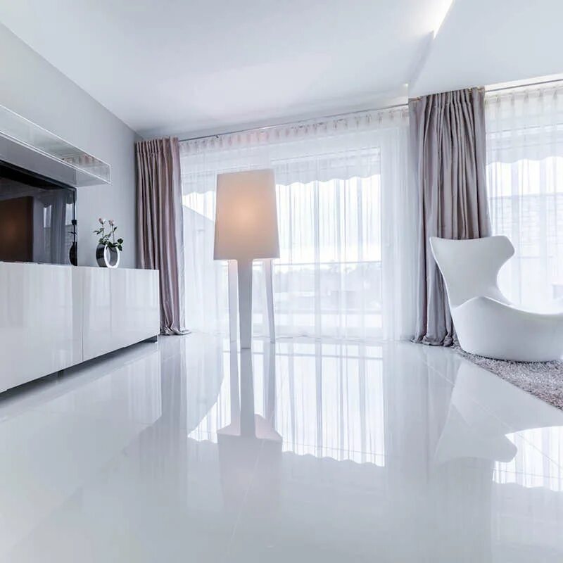 Под белые пол в интерьере Керамогранит Tile Kraft Prime Magic Black 60x60 - купить в Москве недорого, цена