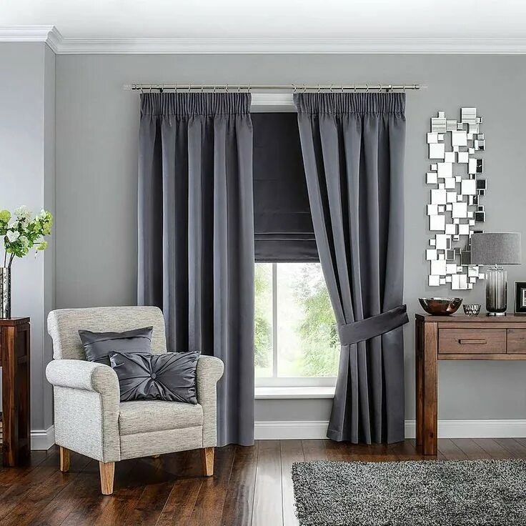 Под что выбирают шторы в интерьере 5A Fifth Avenue Venice Grey Pencil Pleat Blackout Curtains Dunelm Curtains livin