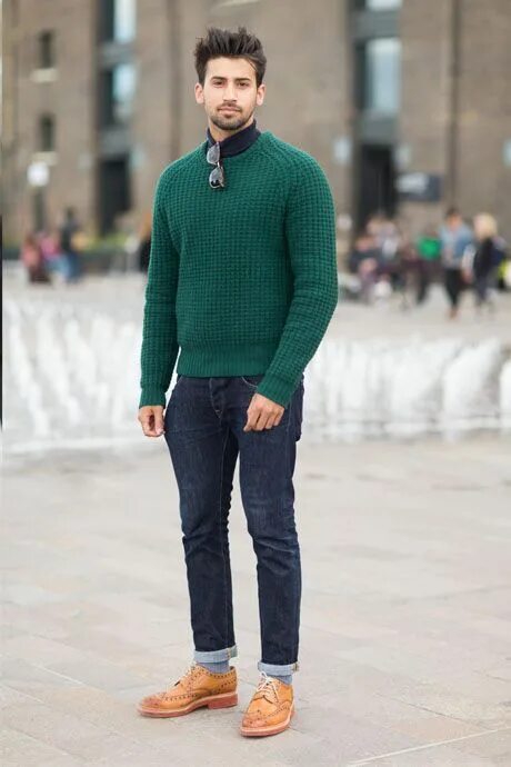 Под джемпер что одевают green jumper blue jeans Purchase - 63