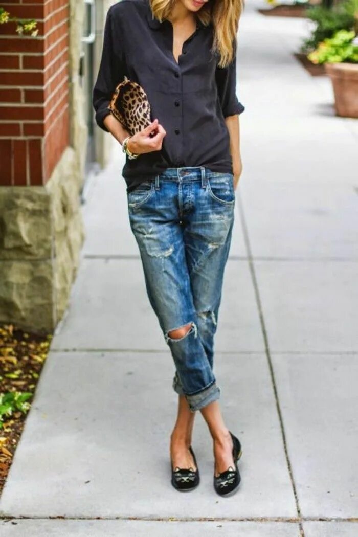 Под джинсами что одето Zerrissene Jeans - 42 Styling Ideen damit! Style, Womens fashion, Boyfriend jean