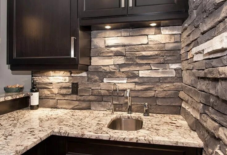 Под камень фото Kitchenettes - Hearth and Home Distributors of Utah, LLC. Stone backsplash kitch