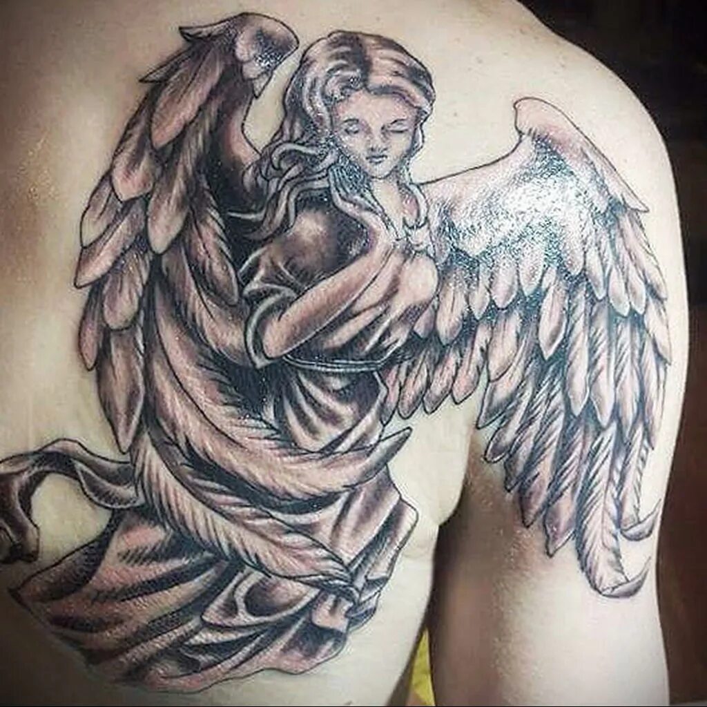 Под крылом ангела тату фото Фото тату про любовь рисунок ангела 03.02.2020 № 163 -angel tattoo- tatufoto.com