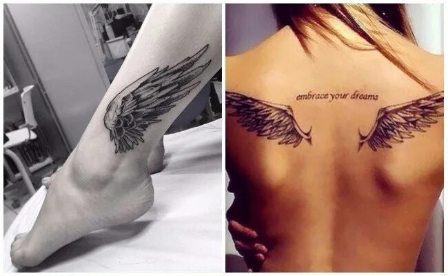 Под крылом ангела тату фото Tatuajes de alas en la pierna fotos