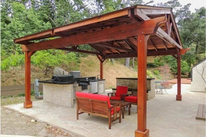 Под навес своими руками фото Идеи беседок с мангалом, печкой или барбекю Pergola, Backyard pavilion, Backyard