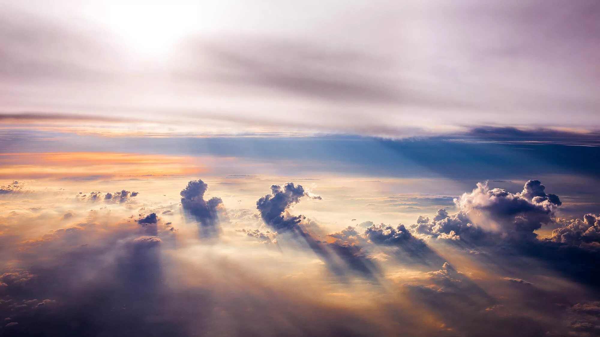 Под облаками фото Wallpaper : 2000x1125 px, aerial view, clouds, horizon, landscape, sun rays 2000