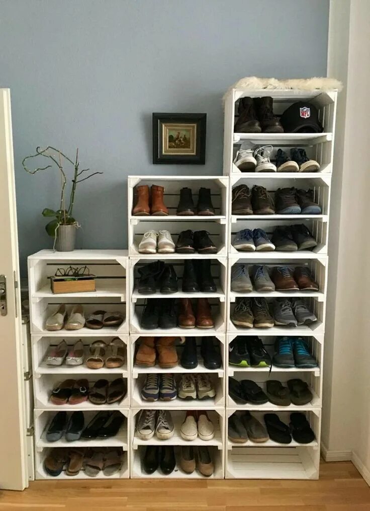 Под обувь своими руками фото Pin by obstkisten-online.de on Schuhregale aus Obstkisten Bedroom storage ideas 