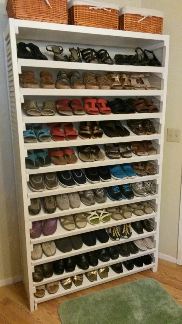 Под обувь своими руками фото This is a shoe rack my father built for my mother. Shoe rack closet, Diy shoe ra